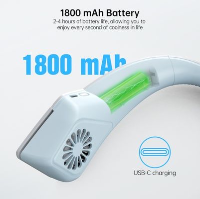 USB перезаряжаемый подвесной вентилятор для шеи с батареей 18650 1800 мАч и дизайном без лезвия